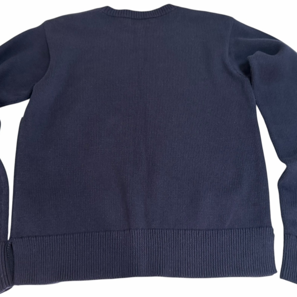 Polo by Ralph Lauren Navy & Cream Logo Cotton Knit Crew Sweater Heritage - Picture 4 of 10